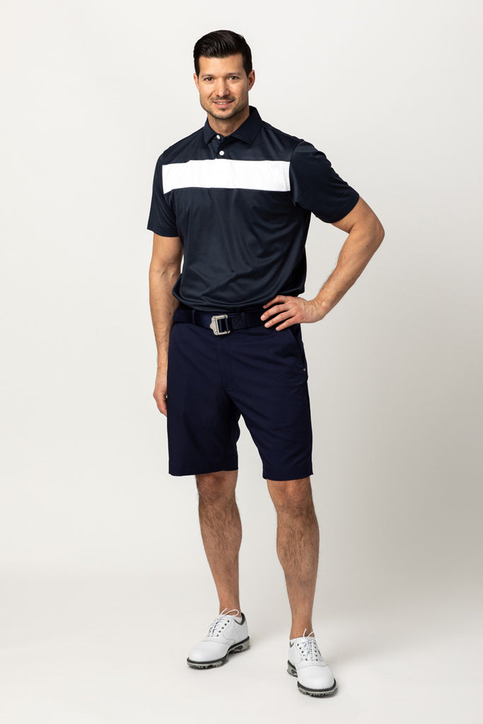 COTTESLOE CHEST STRIPE POLO SHIRT | NAVY/WHITE