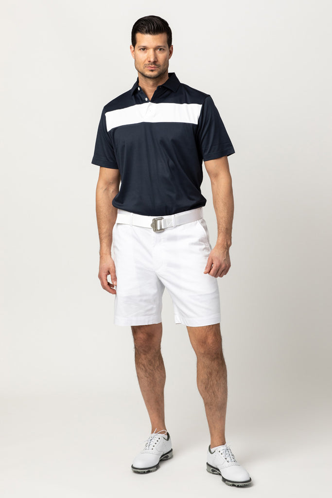 COTTESLOE CHEST STRIPE POLO SHIRT | NAVY/WHITE