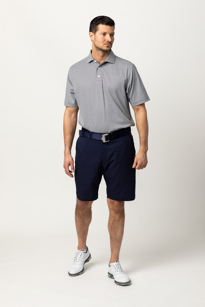 FIFE FEEDER STRIPE POLO SHIRT | NAVY/WHITE