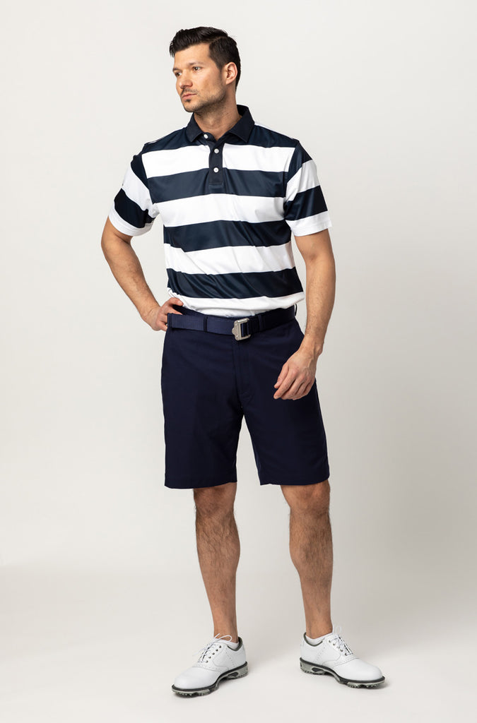 RANCHO RUGBY STRIPE POLO SHIRT | NAVY/WHITE