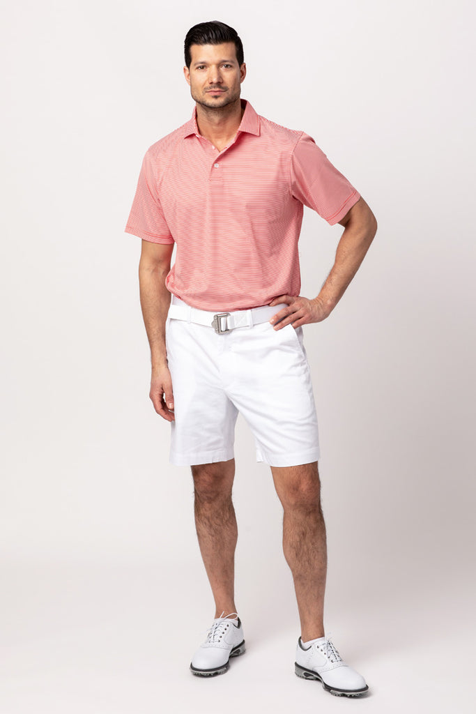 FIFE FEEDER STRIPE POLO SHIRT | RED/WHITE