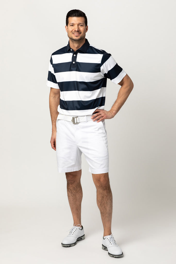 RANCHO RUGBY STRIPE POLO SHIRT | NAVY/WHITE