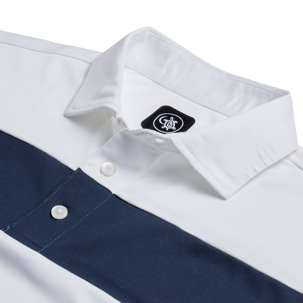 COTTESLOE CHEST STRIPE POLO SHIRT | WHITE/NAVY