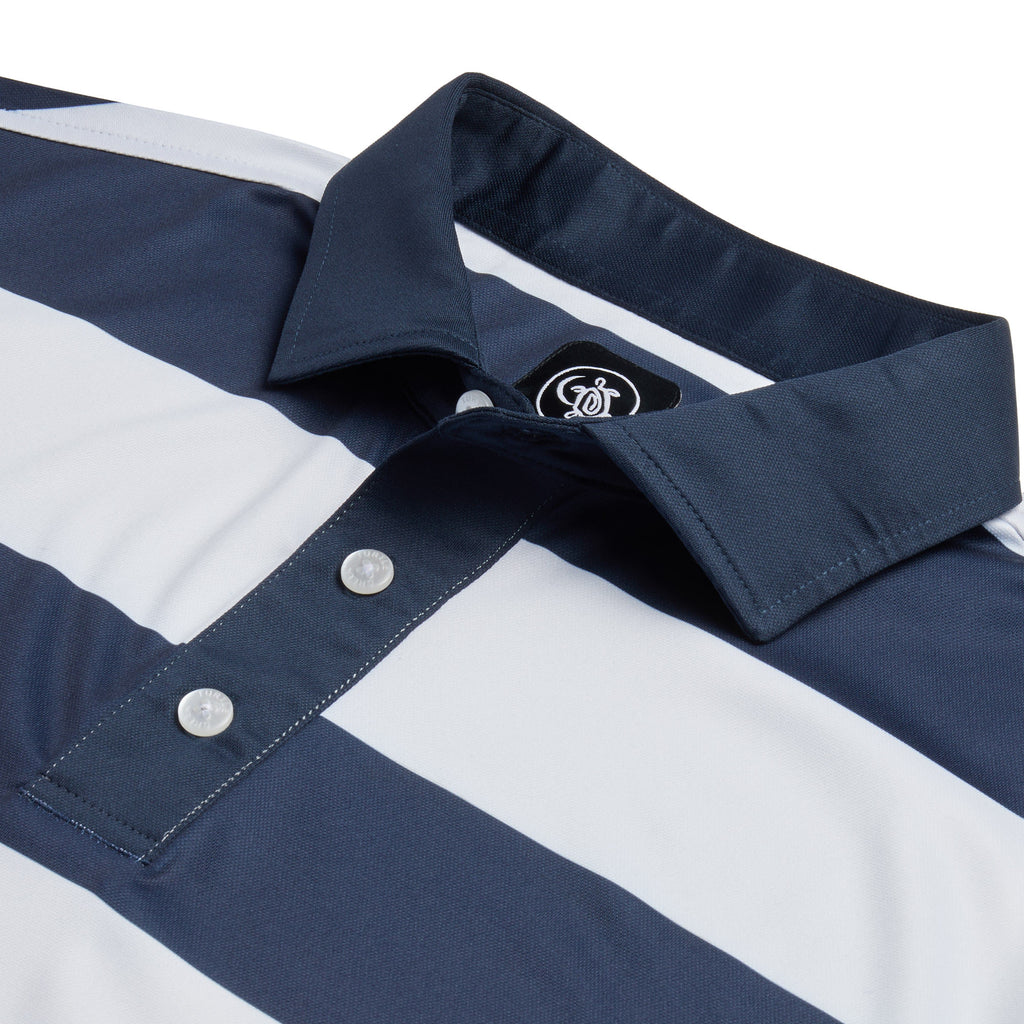 RANCHO RUGBY STRIPE POLO SHIRT | NAVY/WHITE