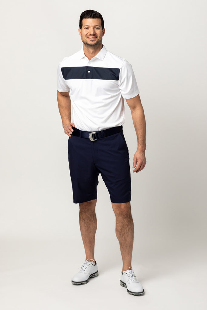 COTTESLOE CHEST STRIPE POLO SHIRT | WHITE/NAVY